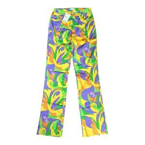 WEWOREWHAT 27 Retro Yellow Green Orange Purple Ankle Flare Pants Eclectic Fun